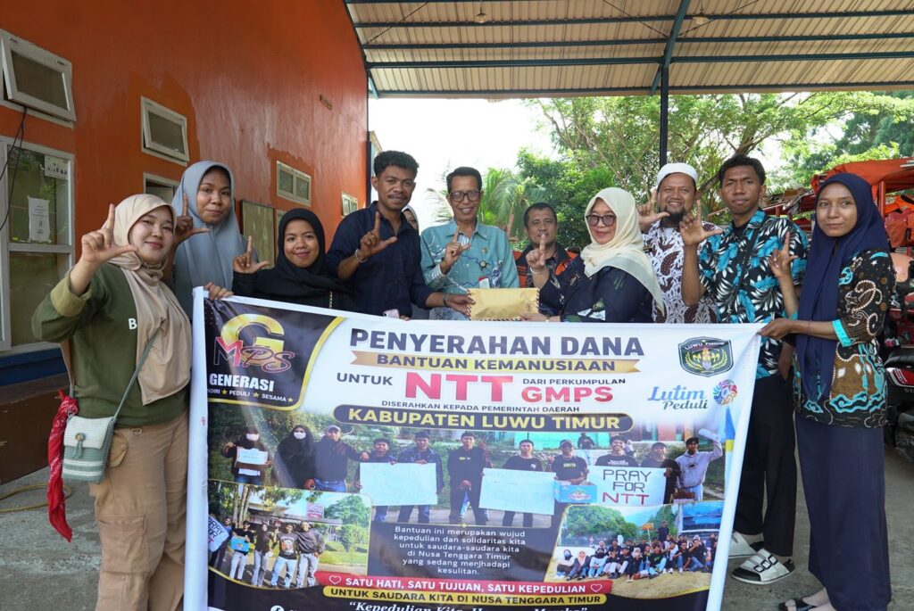 Wakil Bupati Luwu Timur Puspawati Husler menerima bantuan dana GMPS untuk korban bencana NTT, berita lutim hari ini