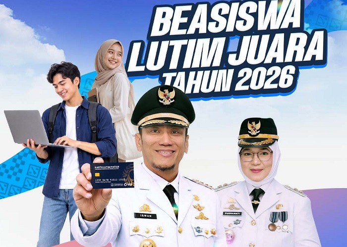 Flyer pendaftaran Beasiswa Lutim Juara untuk mahasiswa Luwu Timur