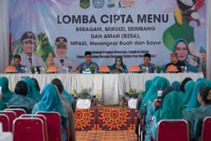 Banner Lomba Cipta Menu B2SA PKK Luwu Timur di Aula Dinas Pendidikan dan Kebudayaan Malili
