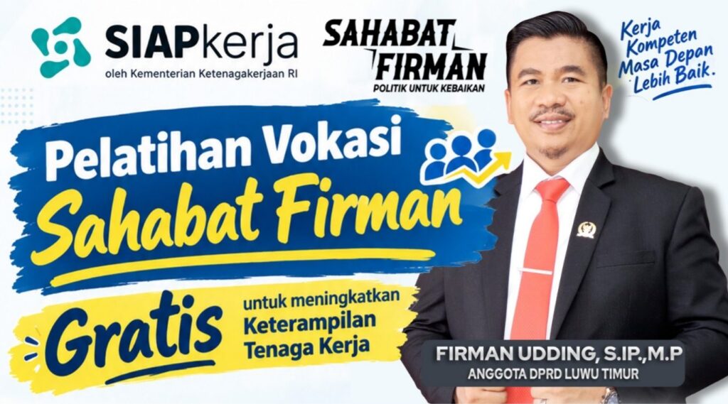 Legislator Fraksi PAN Luwu Timur Firman Udding saat menggelar pelatihan vokasi gratis