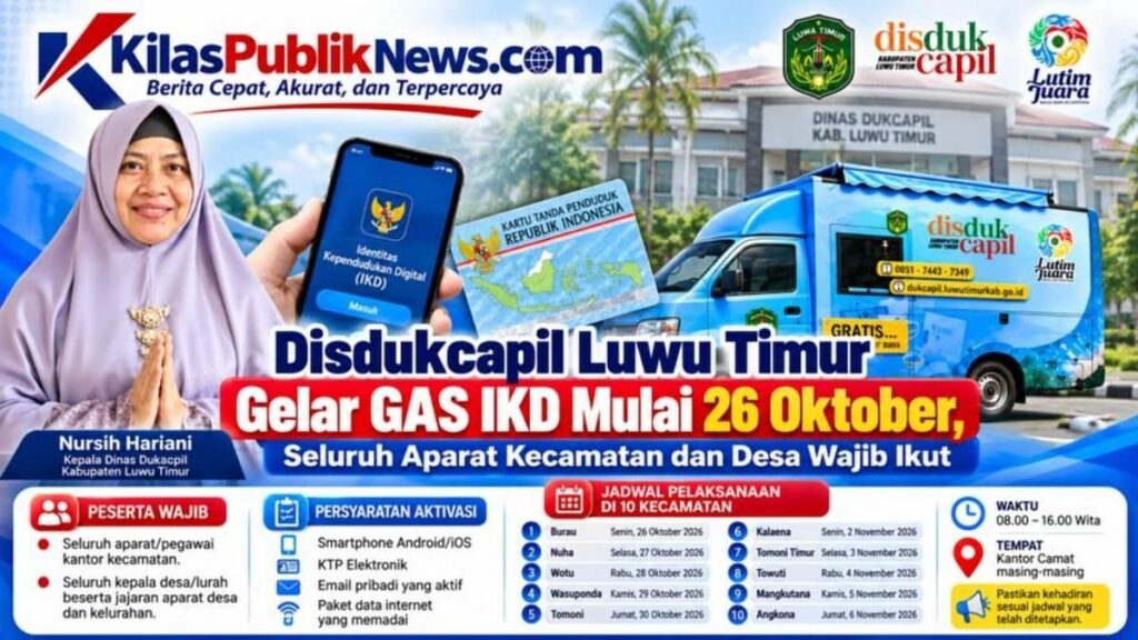 Pelayanan administrasi kependudukan digital Disdukcapil dalam berita lutim tentang aktivasi IKD di Luwu Timur