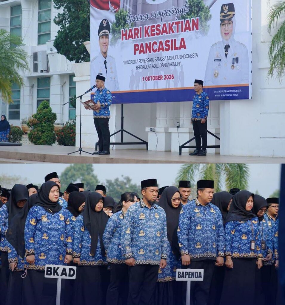 Upacara peringatan Hari Kesaktian Pancasila 2026 di halaman Kantor Bupati Luwu Timur, agenda yang jadi sorotan berita lutim soal disiplin ASN