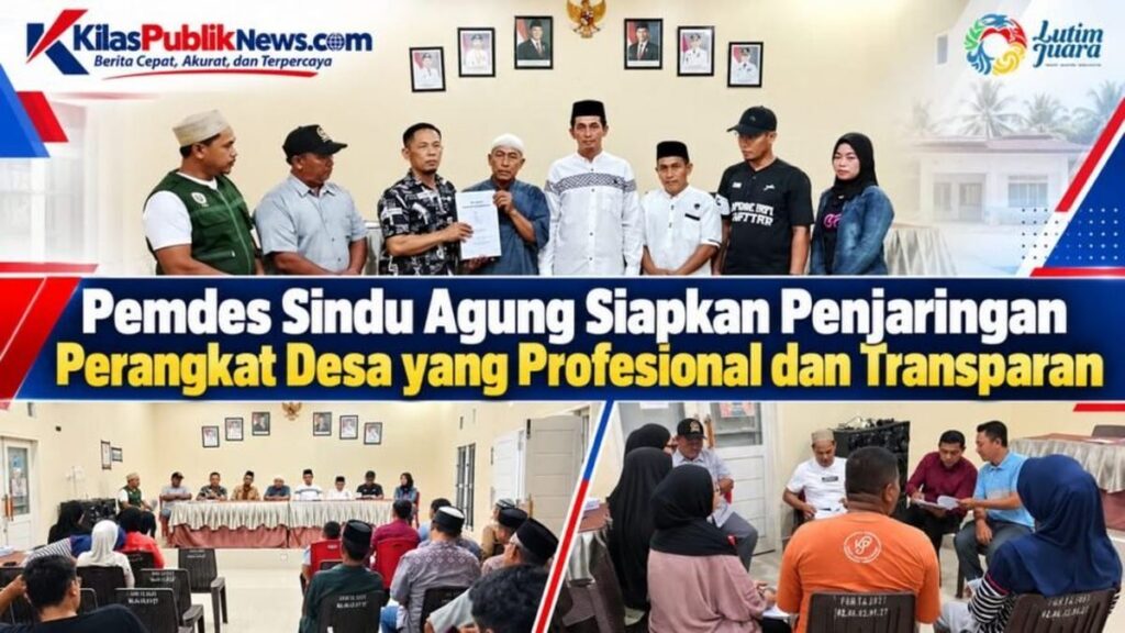 Pengukuhan panitia penjaringan perangkat desa di Aula Kantor Desa Sindu Agung Mangkutana dalam berita luwu timur