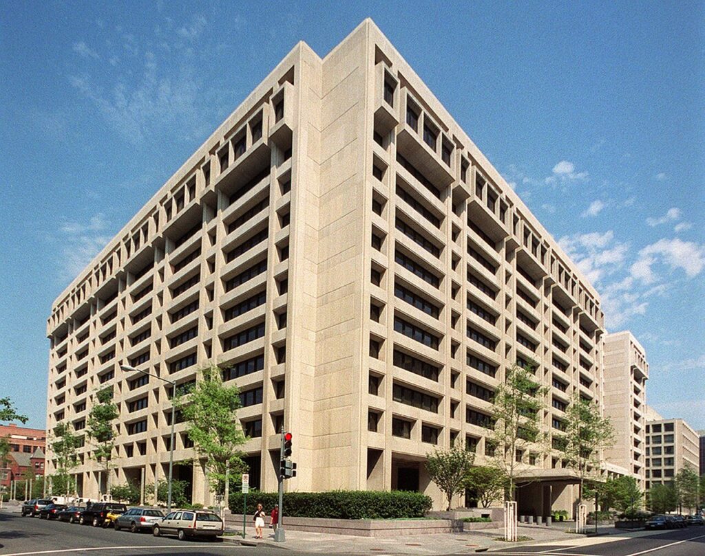 Gedung markas besar Dana Moneter Internasional di Washington DC sebagai ilustrasi pertemuan tahunan IMF dan Bank Dunia