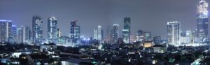 Panorama kawasan bisnis Jakarta pada malam hari sebagai ilustrasi kawasan hiburan malam