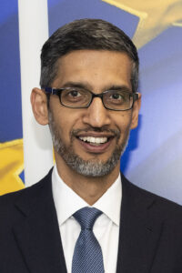 CEO Google Sundar Pichai dalam sebuah pertemuan resmi di Eropa