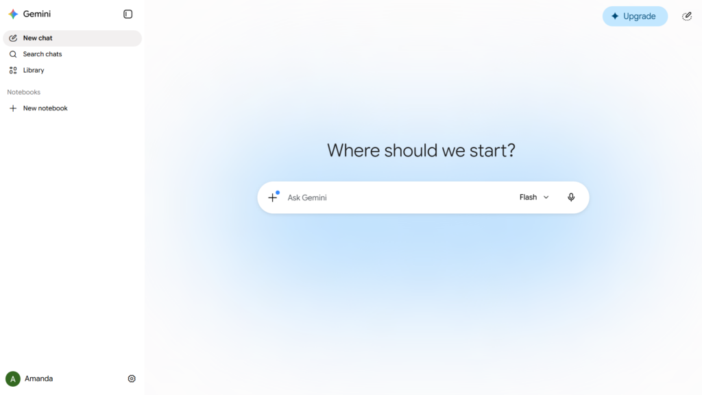 Tampilan antarmuka aplikasi Google Gemini pada layar komputer