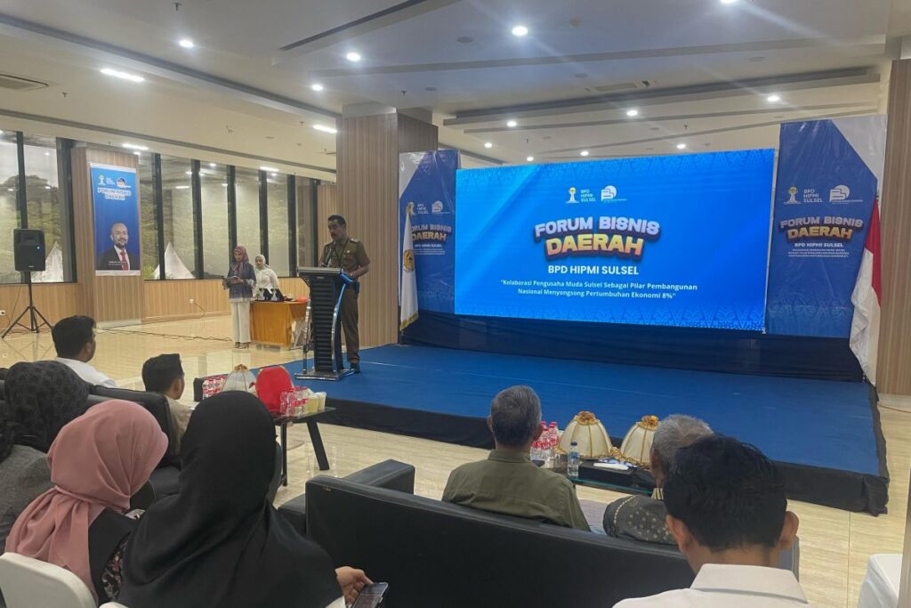 Suasana Forum Bisnis Daerah BPD HIPMI Sulawesi Selatan di Makassar, kanal penguatan pengusaha muda termasuk pelaku usaha Luwu Timur