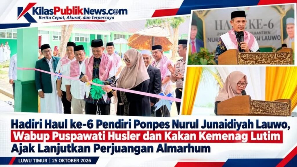 Wabup dan jajaran Kemenag saat haul pendiri Ponpes Nurul Junaidiyah Lauwo di luwu timur