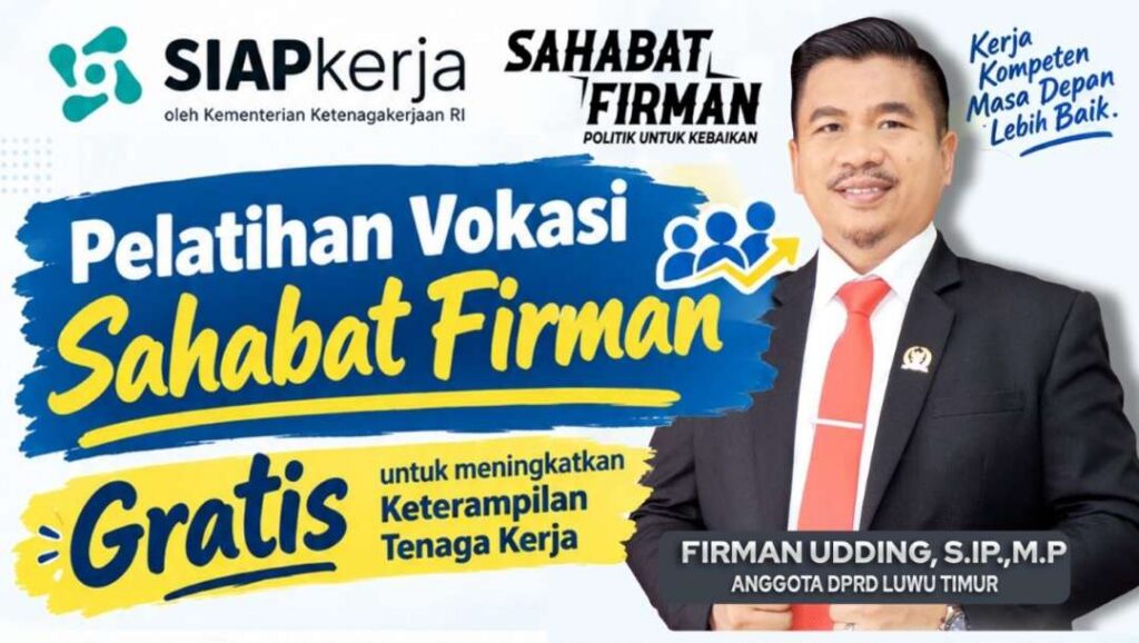 Firman Udding dari Fraksi PAN Luwu Timur saat mendorong pelatihan vokasi gratis bagi warga Luwu Timur