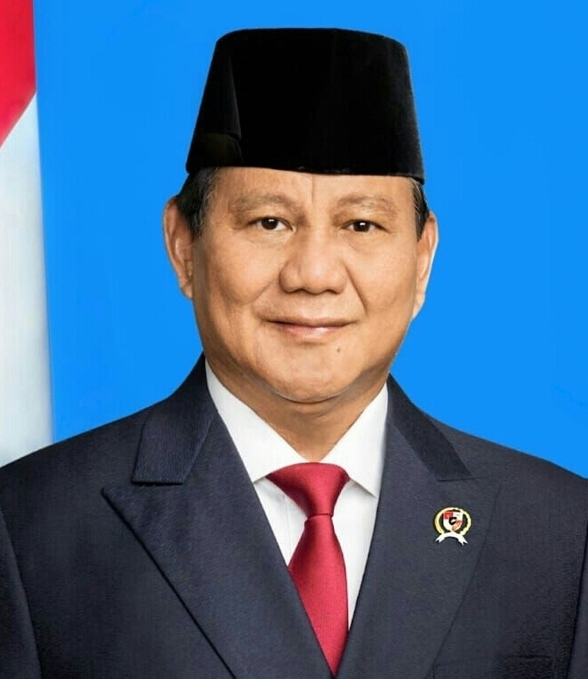 Potret resmi Presiden Prabowo Subianto yang menjadi latar rilis survei Voxpol