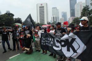 Peringatan Hari Buruh Internasional dengan aksi massa pekerja di Indonesia