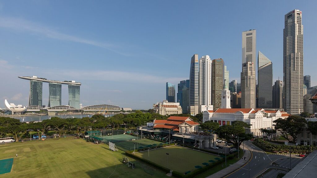 Kawasan Marina Bay dan gedung perkantoran pusat bisnis Singapura