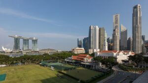 Kawasan Marina Bay dan gedung perkantoran pusat bisnis Singapura