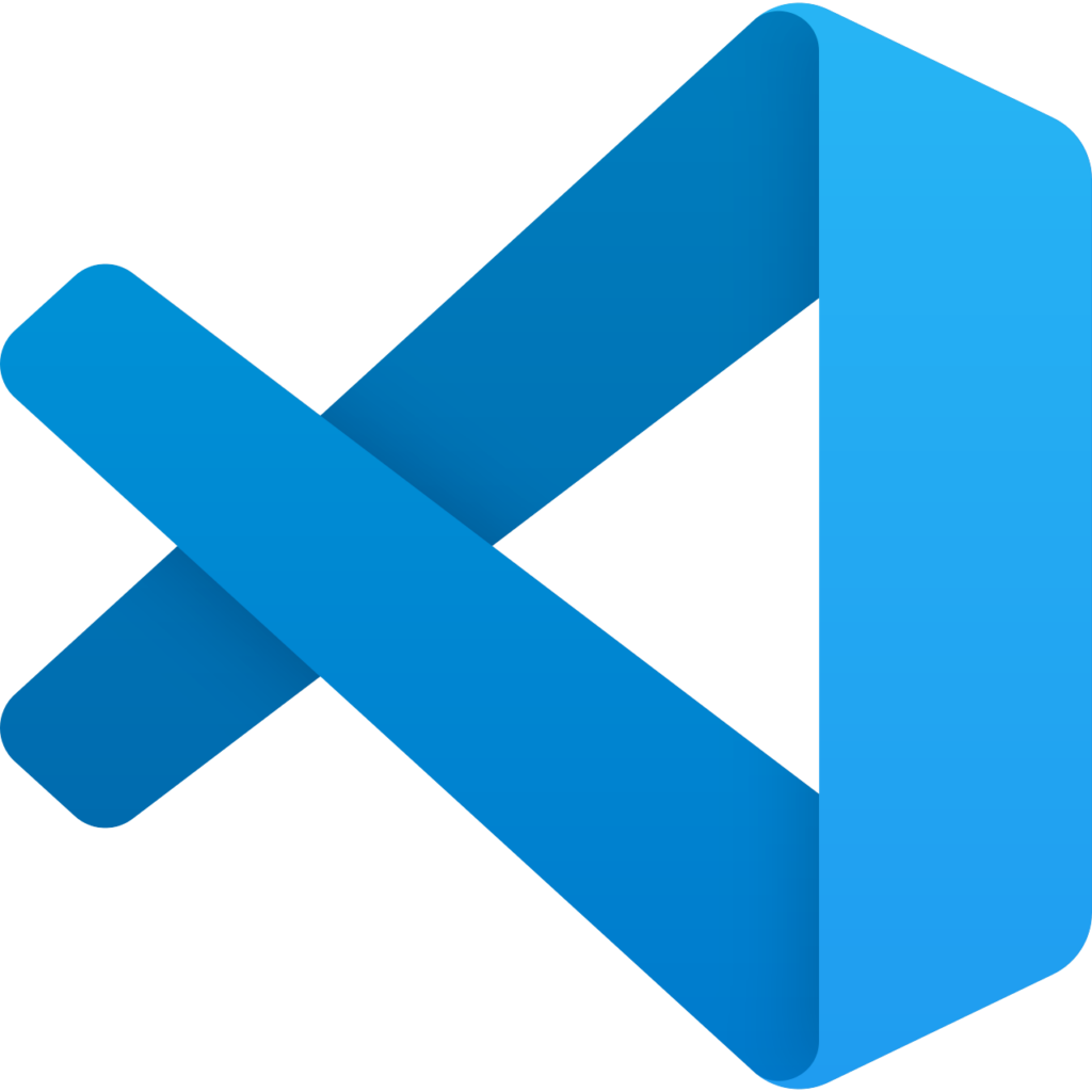 Ilustrasi ikon editor kode Visual Studio Code, tempat ekstensi Claude Code dipasang