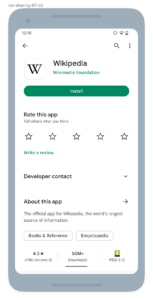 Tampilan unduhan aplikasi di Google Play Store pada perangkat Android