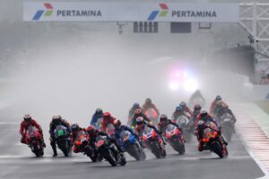 Suasana lintasan Sirkuit Pertamina Mandalika di Nusa Tenggara Barat saat gelaran MotoGP